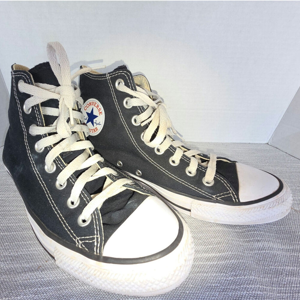 Converse Chuck Taylor All Star High-top Sneakers Black Canvas White Logo Sz 9.5